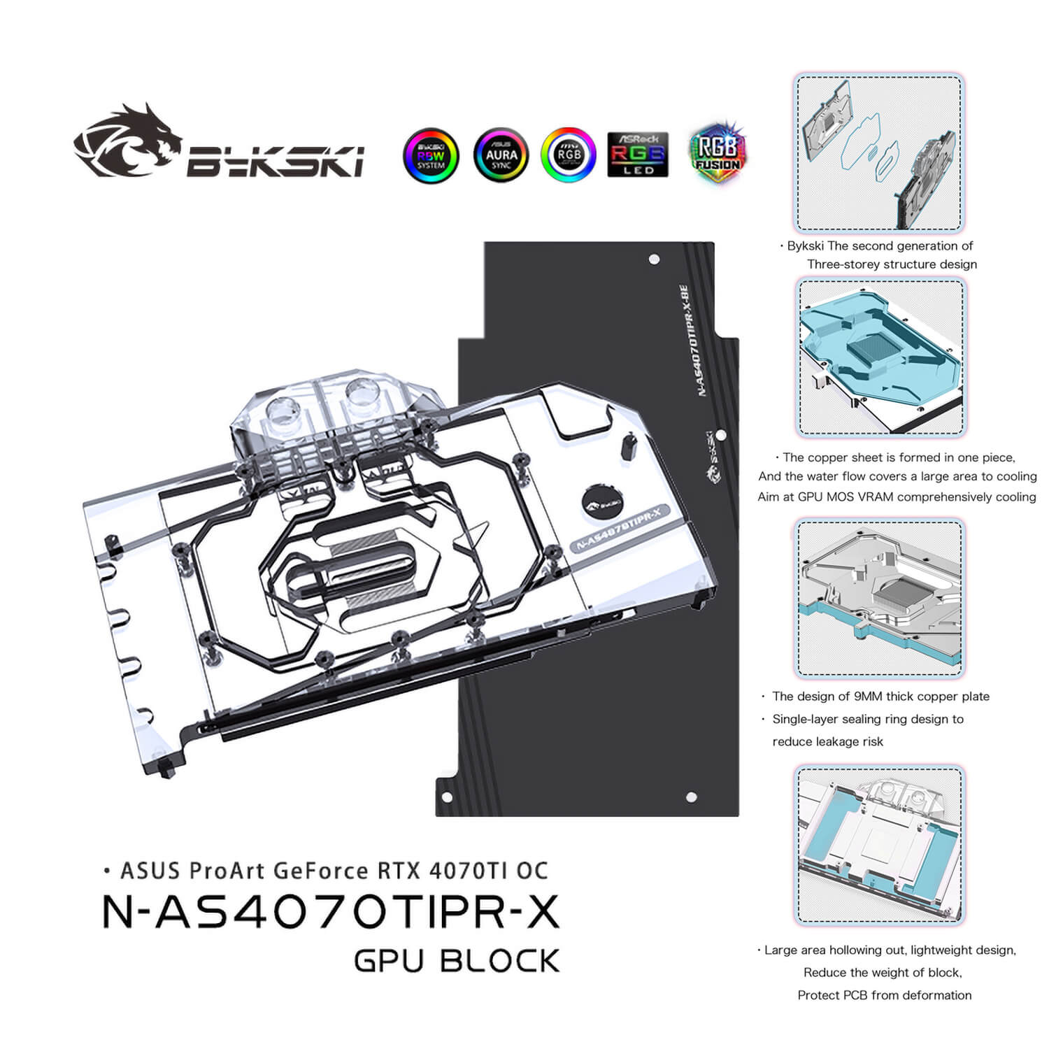 Bykski Asus ProArt GeForce RTX 4070TI OC (inkl. Backplate)